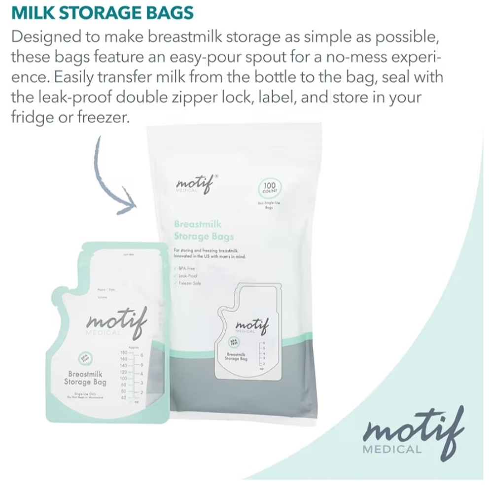 NewBundle Of TWO NIB Motif Breastmilk Storage Bags 100 Count 8oz Single Use Bags